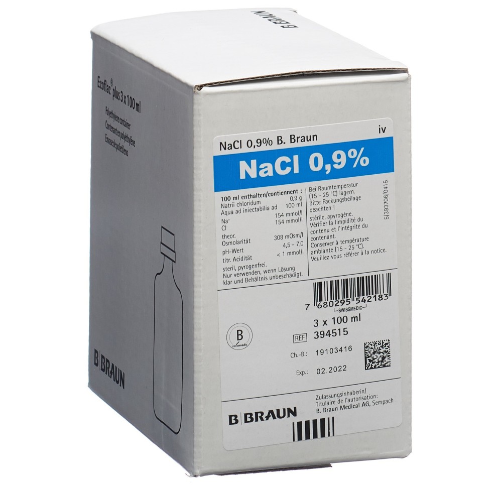 NACL Braun 0.9 % 100ml Miniflac 3 pce NACL Braun 0.9 % 100ml Miniflac 3 pce