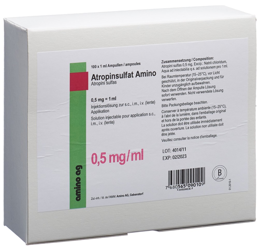 ATROPINSULFAT Amino 0.5 mg/ml 100 amp 1 ml ATROPINSULFAT Amino 0.5 mg/ml 100 amp 1 ml