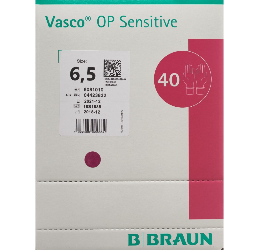 VASCO OP SENSITIVE gant Gr6.5 stérile lat 40 paire VASCO OP SENSITIVE gant Gr6.5 stérile lat 40 paire