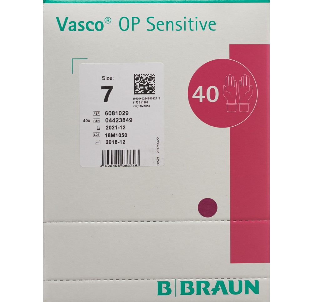 VASCO OP SENSITIVE gant Gr7.0 stérile lat 40 paire