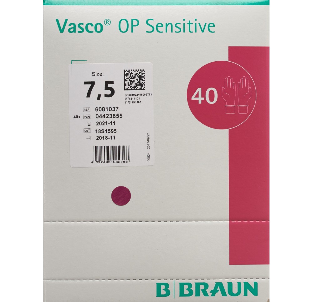VASCO OP SENSITIVE gant Gr7.5 stéril lat 40 paire