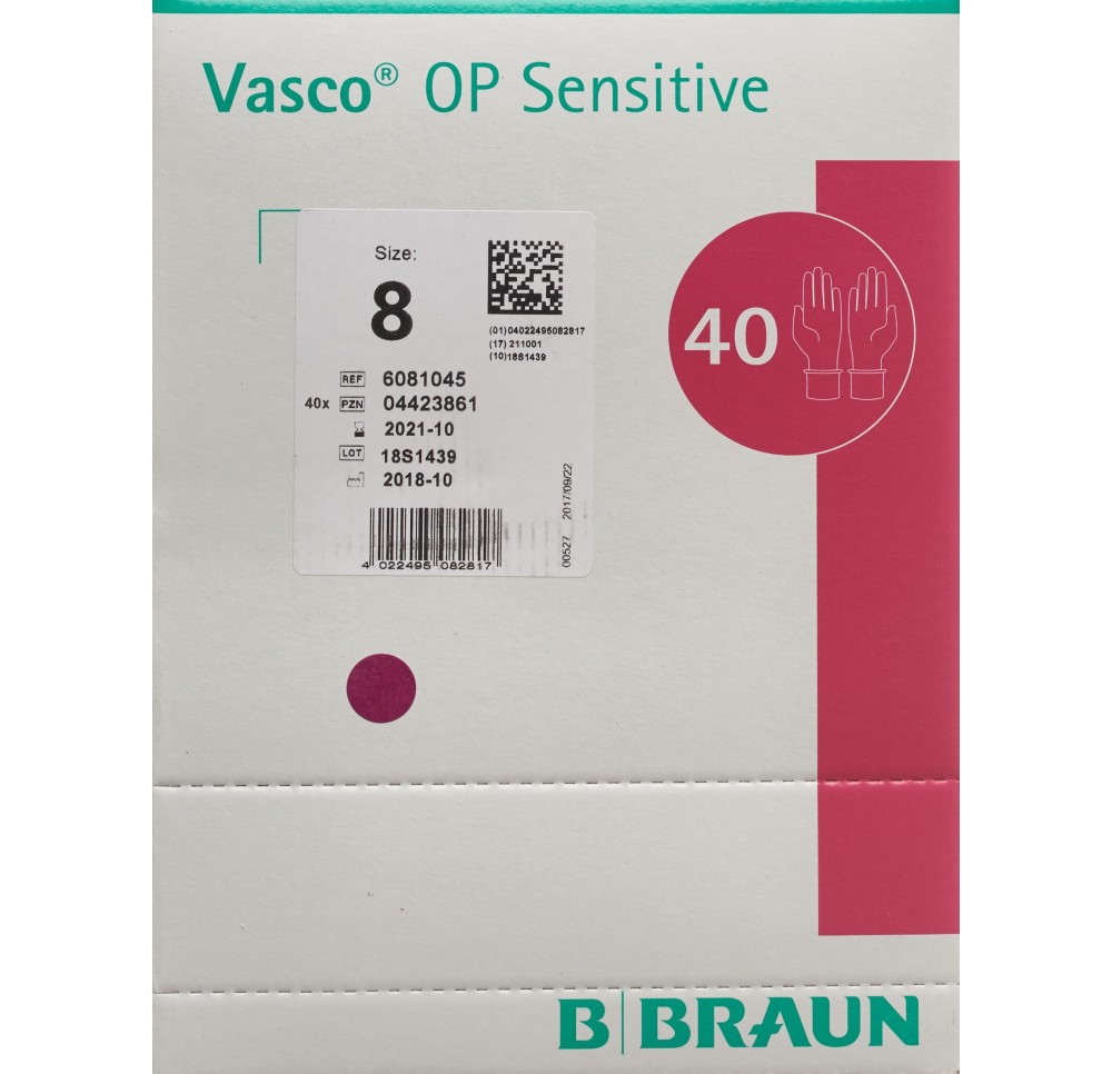 VASCO OP SENSITIVE gant Gr8.0 stérile lat 40 paire VASCO OP SENSITIVE gant Gr8.0 stérile lat 40 paire