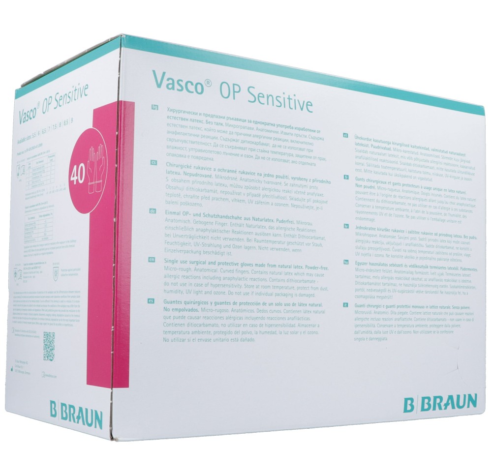 VASCO OP SENSITIVE gant Gr8.5 stérile lat 40 paire