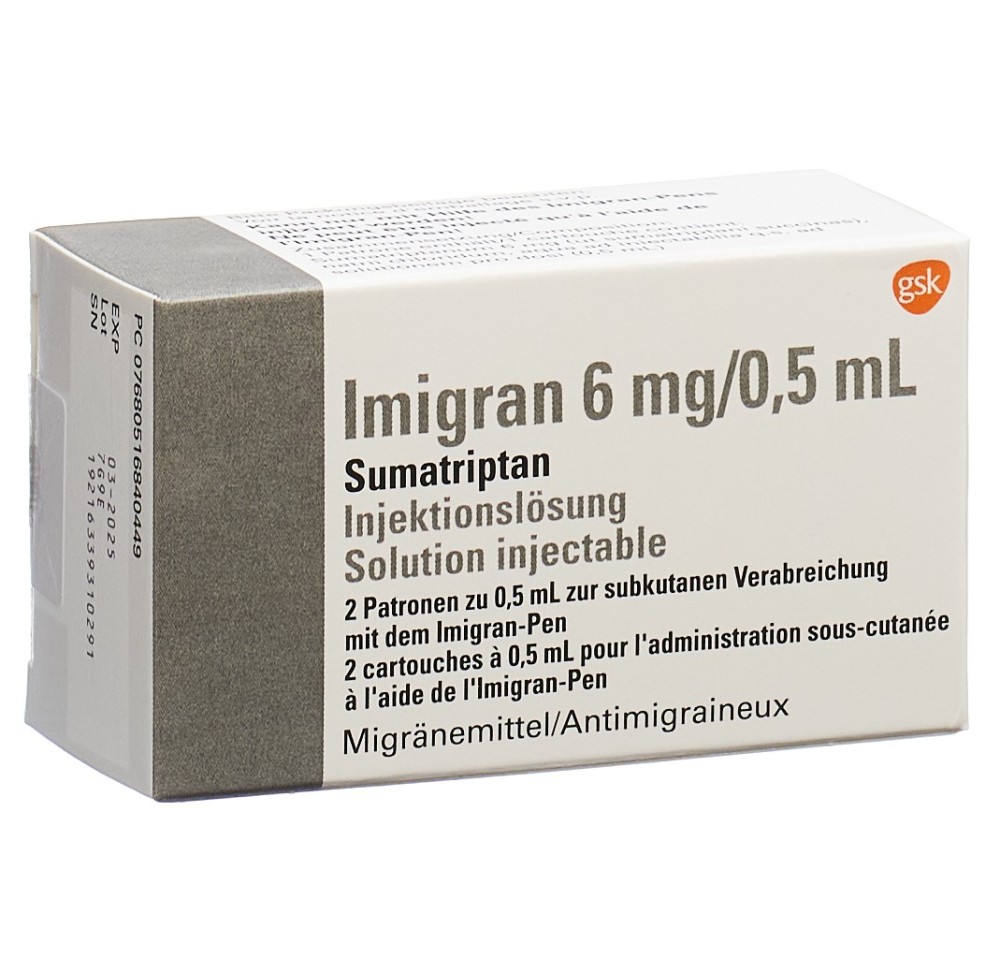 IMIGRAN sol inj 6 mg/0.5ml amp 2 pce IMIGRAN sol inj 6 mg/0.5ml amp 2 pce