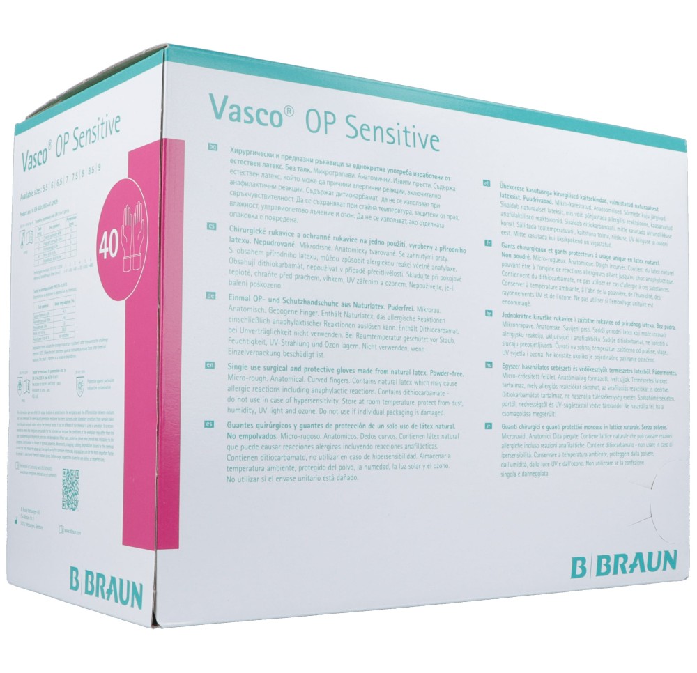 VASCO OP SENSITIVE gant Gr9.0 stérile lat 40 paire