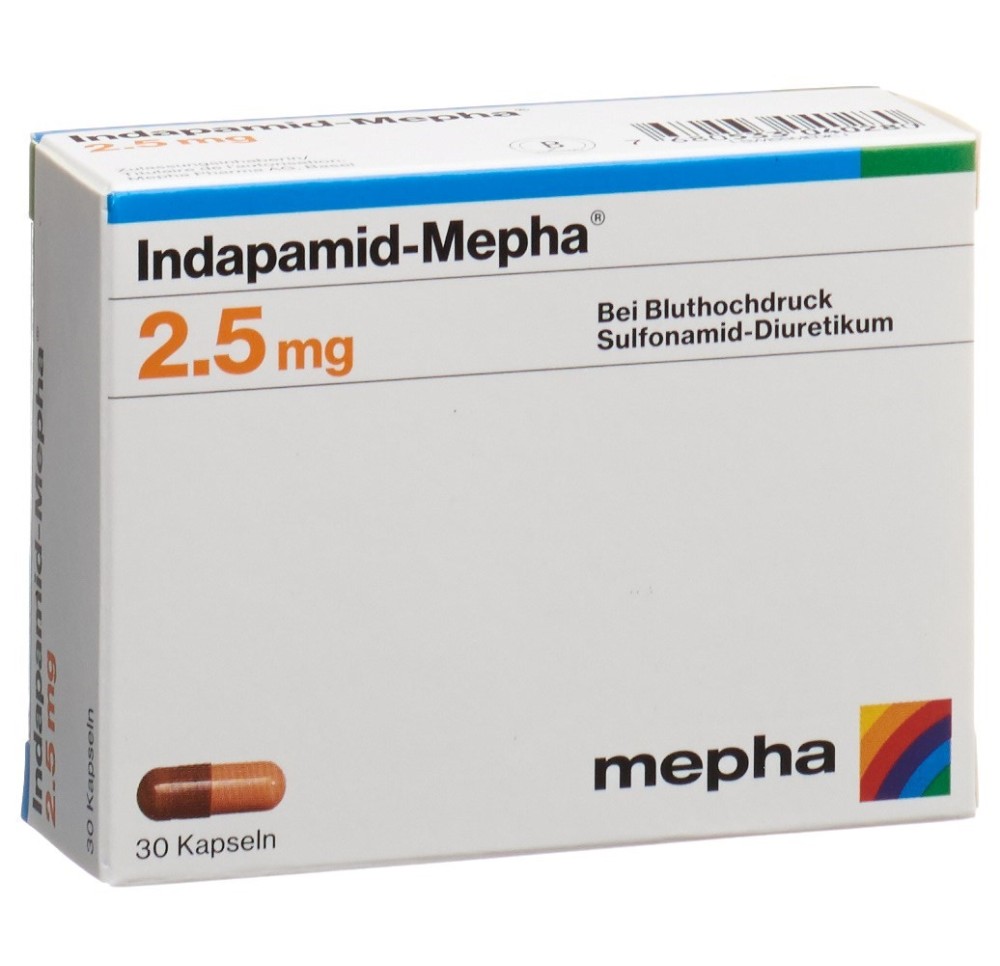 INDAPAMID Mepha caps 2.5 mg 30 pce INDAPAMID Mepha caps 2.5 mg 30 pce