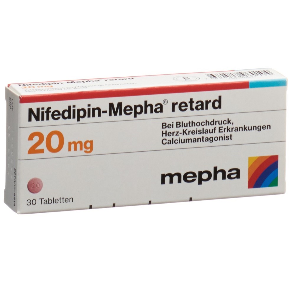 NIFEDIPIN Mepha cpr ret 20 mg 30 pce NIFEDIPIN Mepha cpr ret 20 mg 30 pce
