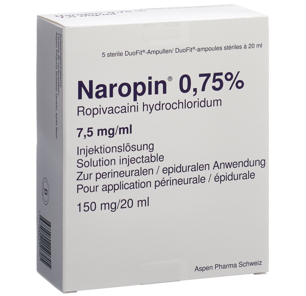 NAROPIN sol inj 150 mg/20ml amp duofit 5 pce