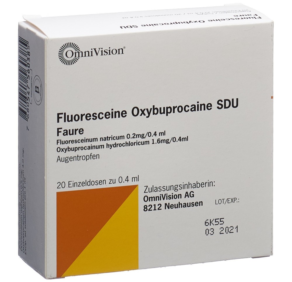 FLUORESCEINE Oxybupro SDU Faure 0.4 % 20 x 0.4 ml FLUORESCEINE Oxybupro SDU Faure 0.4 % 20 x 0.4 ml