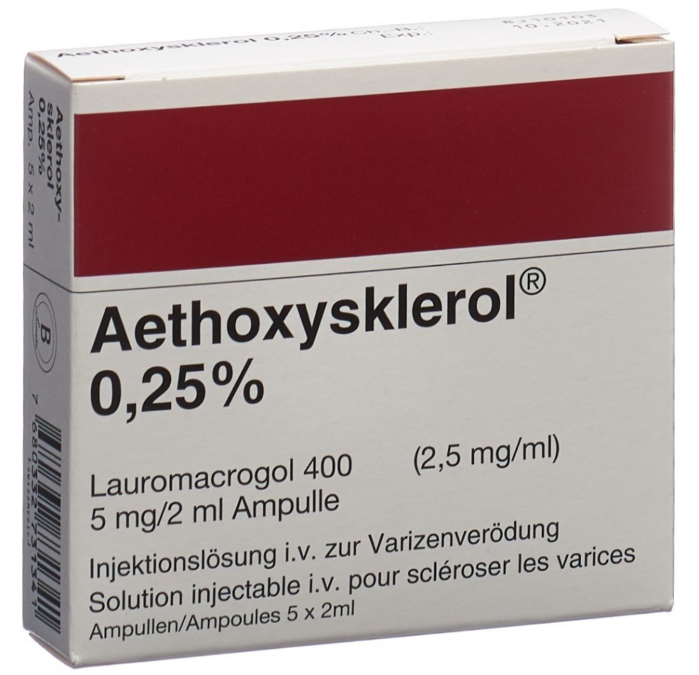 AETHOXYSKLEROL sol inj 0.25 % 5 amp 2 ml