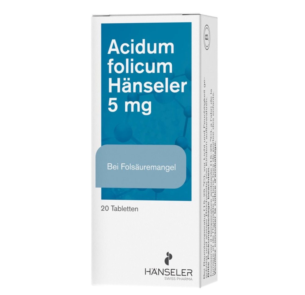 ACIDUM FOLICUM Hänseler cpr 5 mg 20 pce ACIDUM FOLICUM Hänseler cpr 5 mg 20 pce