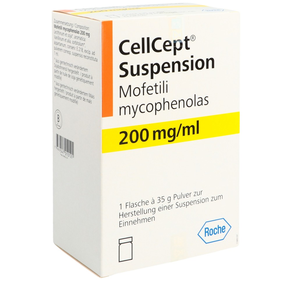 CELLCEPT pdr 200 mg/ml p susp fl 175 ml CELLCEPT pdr 200 mg/ml p susp fl 175 ml