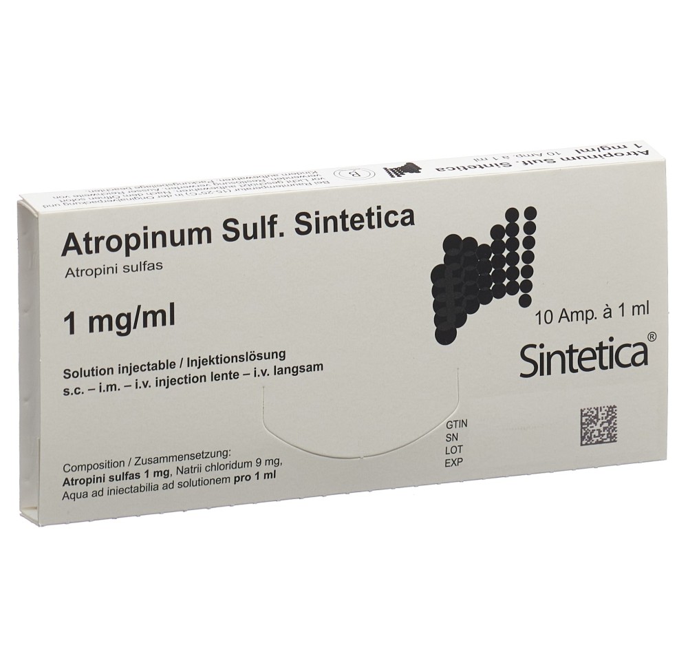ATROPINUM SULF Sintetica 1 mg/ml 10 amp 1 ml ATROPINUM SULF Sintetica 1 mg/ml 10 amp 1 ml