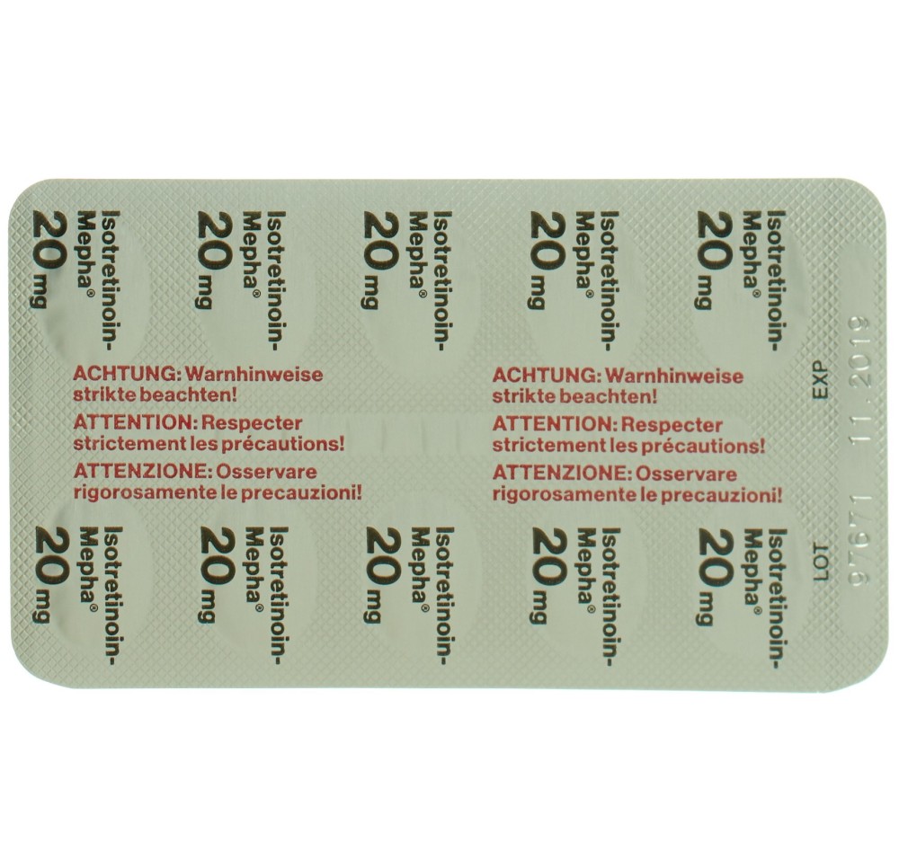 ISOTRETINOIN Mepha caps moll 20 mg 100 pce ISOTRETINOIN Mepha caps moll 20 mg 100 pce