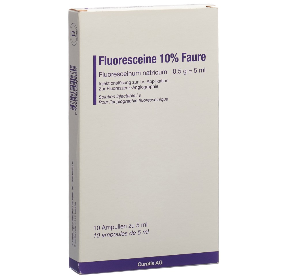 FLUORESCEINE Faure sol inj 10 % 10 amp 5 ml FLUORESCEINE Faure sol inj 10 % 10 amp 5 ml