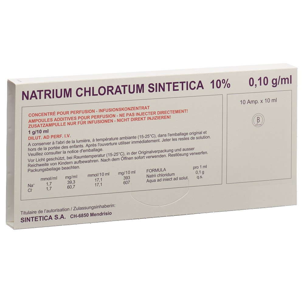 NACL Sintetica conc perf 10 % 10ml amp 10 pce NACL Sintetica conc perf 10 % 10ml amp 10 pce