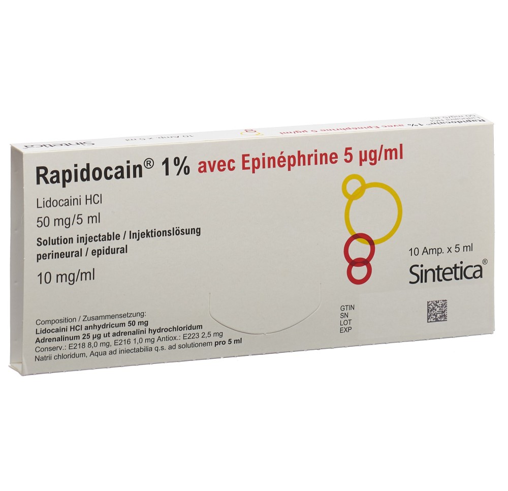 RAPIDOCAIN 10 mg/ml + Epin 5 mcg/ml 10 amp 5 ml RAPIDOCAIN 10 mg/ml + Epin 5 mcg/ml 10 amp 5 ml