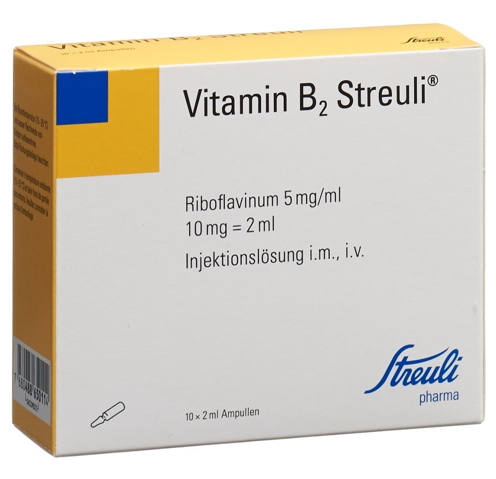 VITAMINE B2 Streuli sol inj 10 mg/2ml 10 amp 2 ml VITAMINE B2 Streuli sol inj 10 mg/2ml 10 amp 2 ml