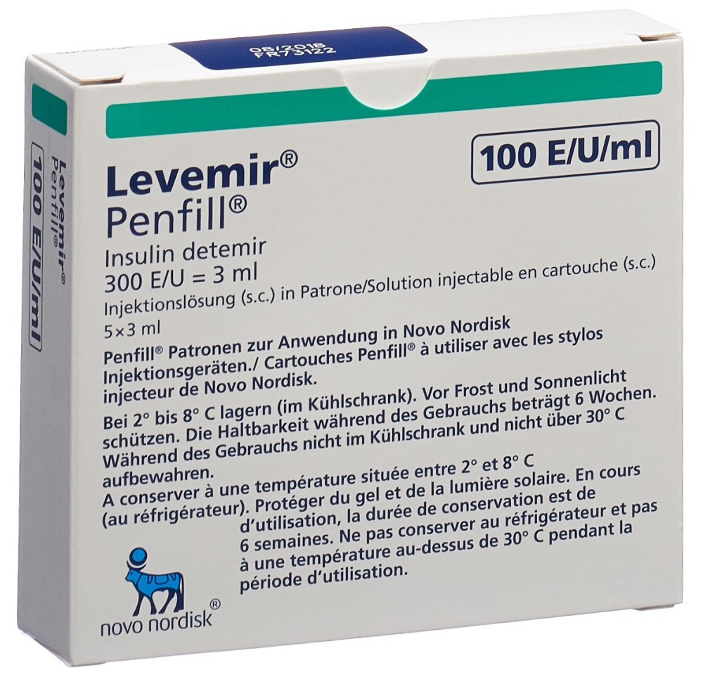INSULINE Levemir Penfill 100 U/ml 5 cartouche 3 ml INSULINE Levemir Penfill 100 U/ml 5 cartouche 3 ml