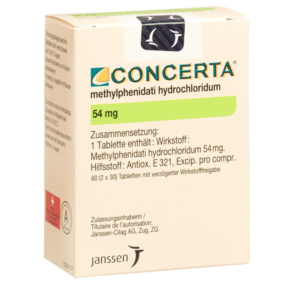 CONCERTA cpr ret 54 mg fl 60 pce CONCERTA cpr ret 54 mg fl 60 pce