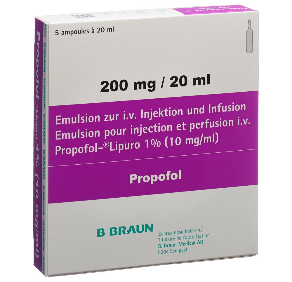 PROPOFOL LIPURO 1% 200 mg/20ml 5 amp 20 ml PROPOFOL LIPURO 1% 200 mg/20ml 5 amp 20 ml