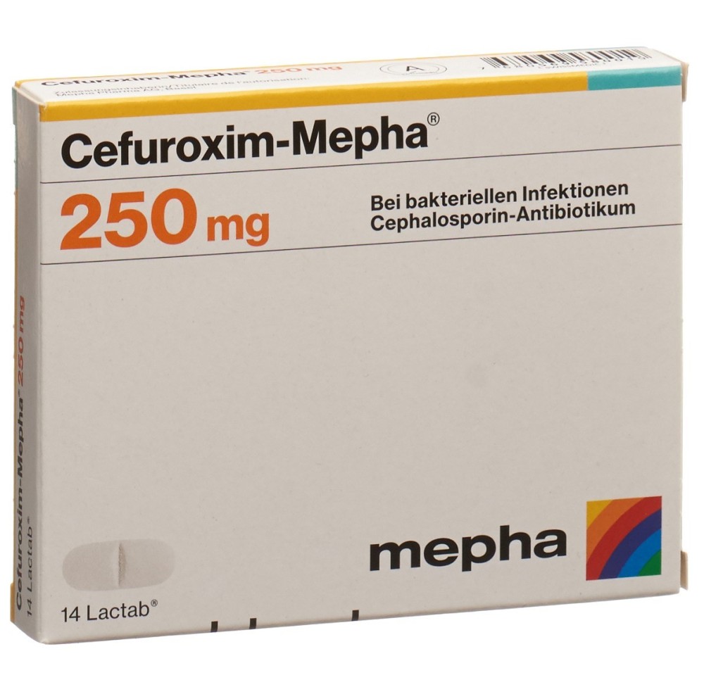 CEFUROXIM Mepha cpr pell 250 mg 14 pce CEFUROXIM Mepha cpr pell 250 mg 14 pce