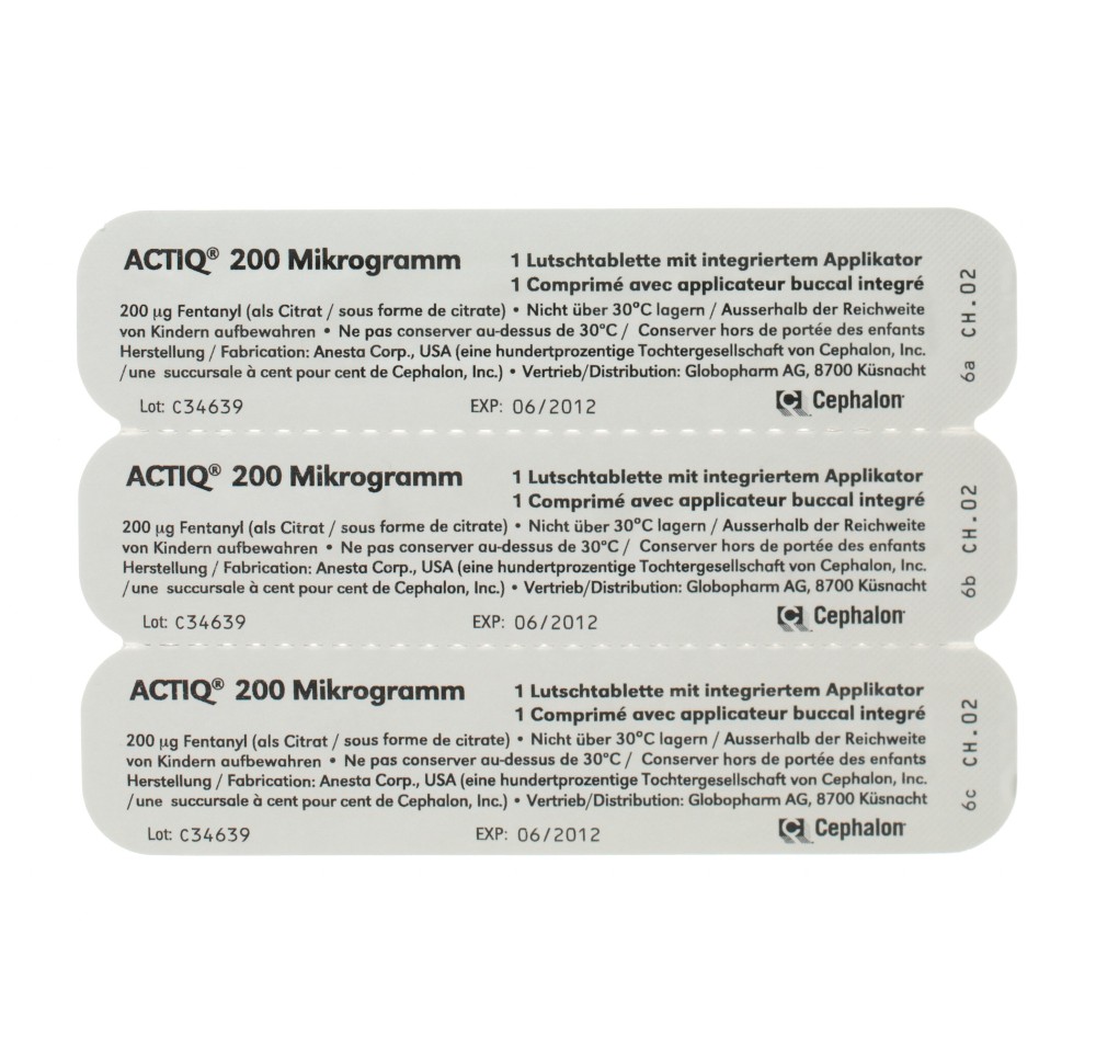 ACTIQ cpr buccaux 200 mcg avec applicateur 30 pce ACTIQ cpr buccaux 200 mcg avec applicateur 30 pce
