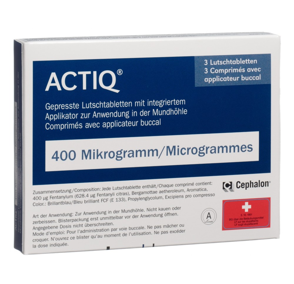 ACTIQ cpr buccaux 400 mcg avec applicateur 3 pce