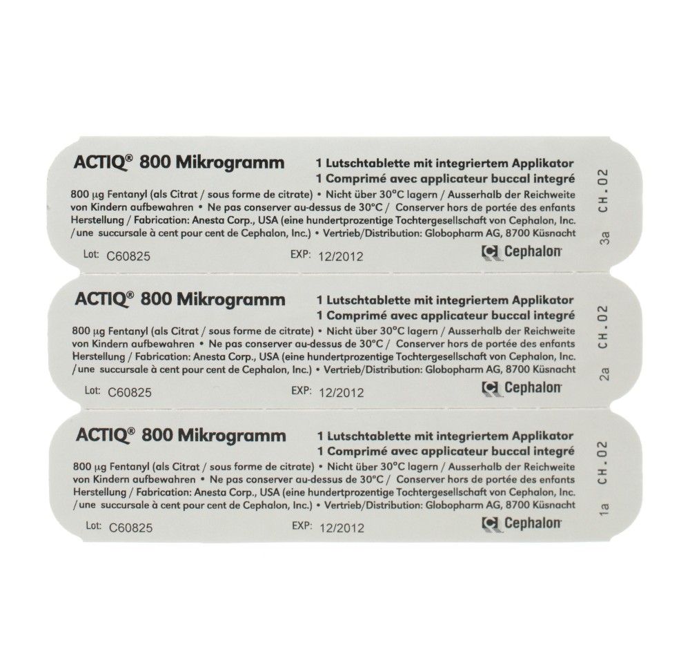 ACTIQ cpr buccaux 800 mcg avec applicateur 3 pce