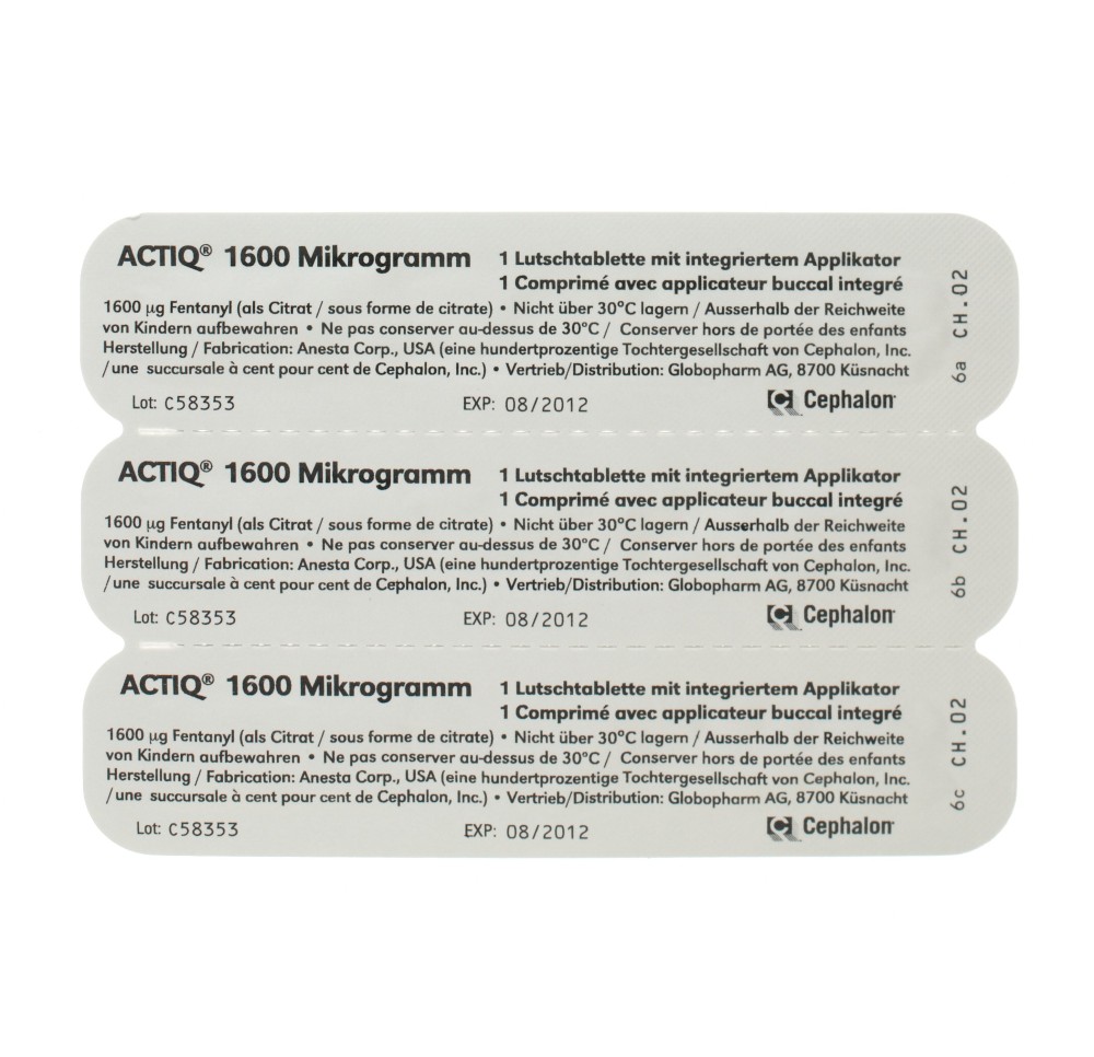 ACTIQ cpr buccaux 1600 mcg avec applicateur 30 pce