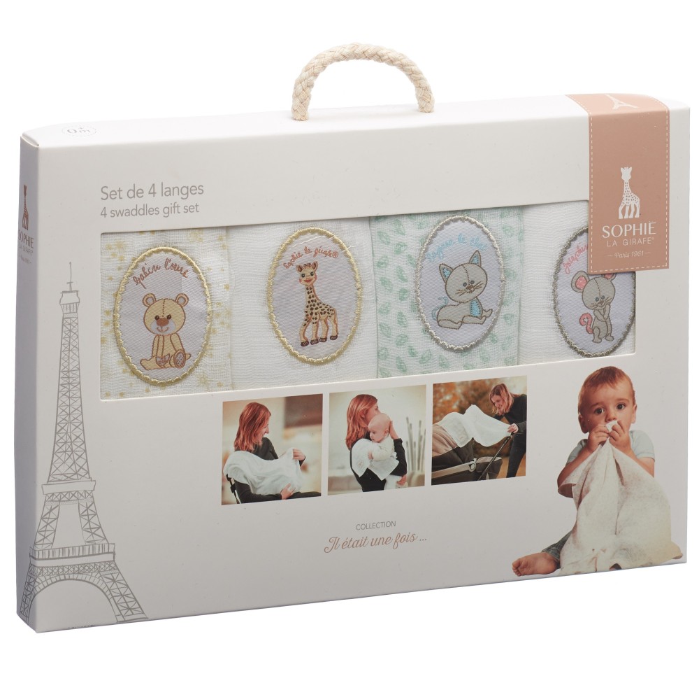 SOPHIE LA GIRAFE set de 4 langes
