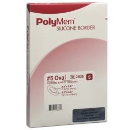 POLYMEM Silicone Border Dressing 12.7x8.8cm 5 pce