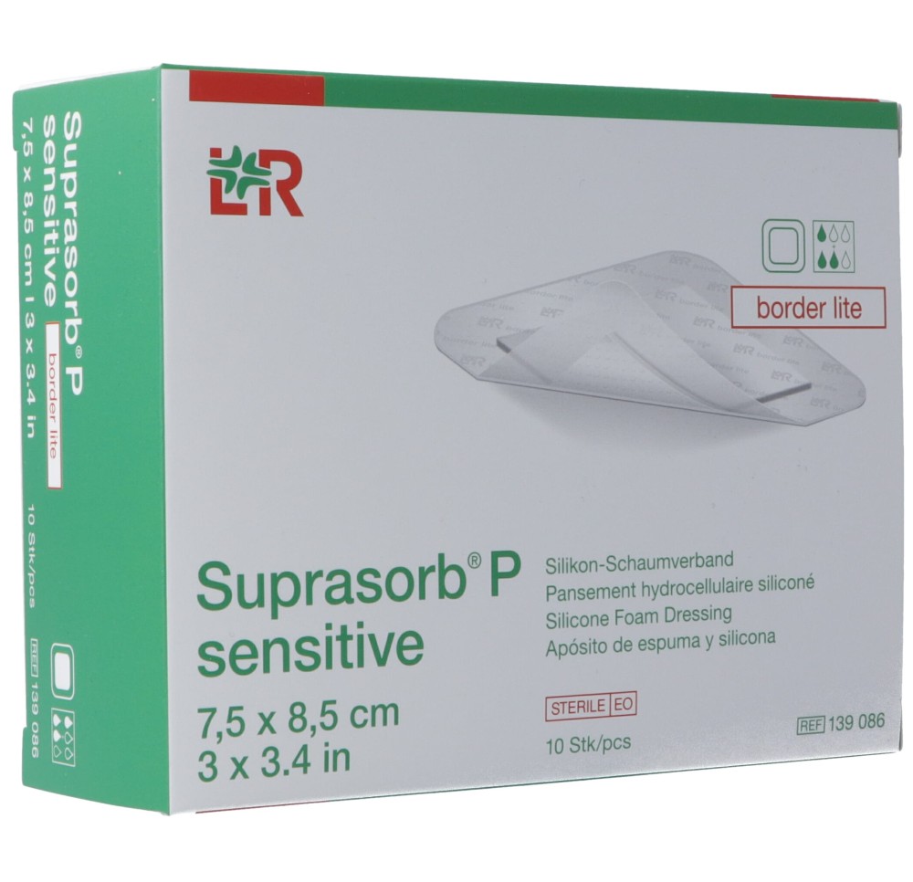 SUPRASORB P sensitive border lite 7.5x8.5cm 10 pce