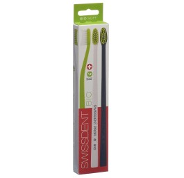 SWISSDENT Bio brosse à dents trio vert blanc noir