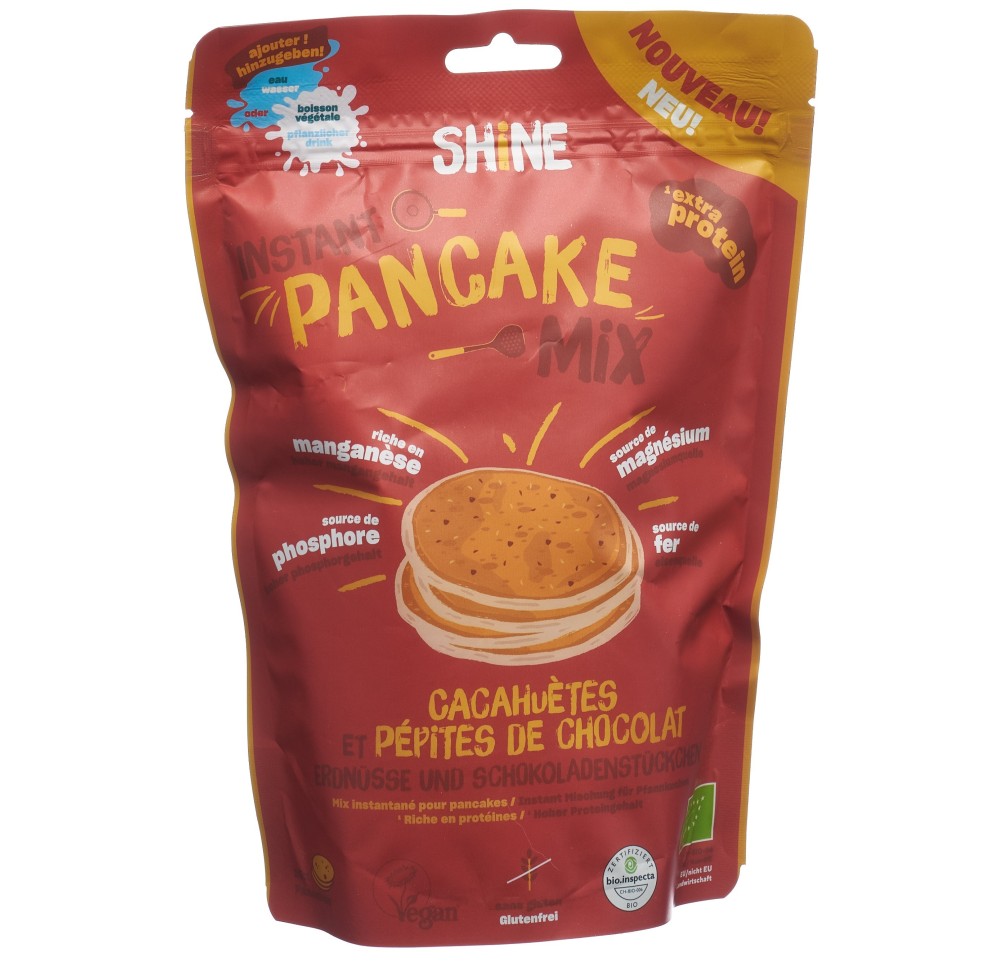 SHINE Instant Pancake Mix cacahuèt&choco BIO 400 g SHINE Instant Pancake Mix cacahuèt&choco BIO 400 g