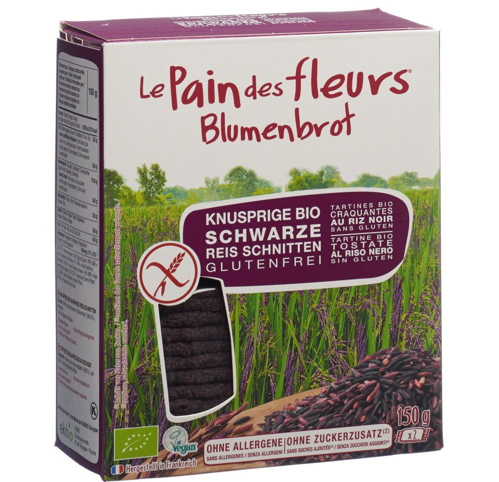 LE PAIN DES FLEURS tartines croq riz noir 150 g LE PAIN DES FLEURS tartines croq riz noir 150 g
