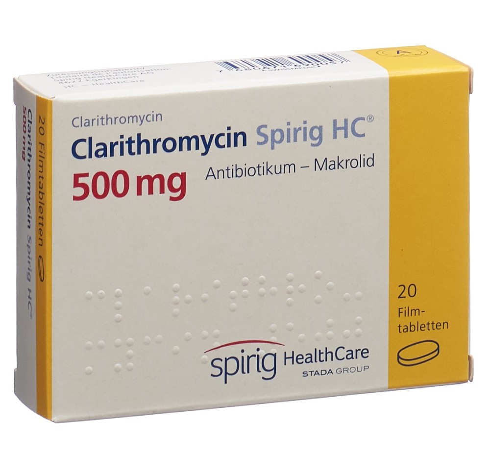 CLARITHROMYCINE Spirig HC cpr pell 500 mg 20 pce CLARITHROMYCINE Spirig HC cpr pell 500 mg 20 pce