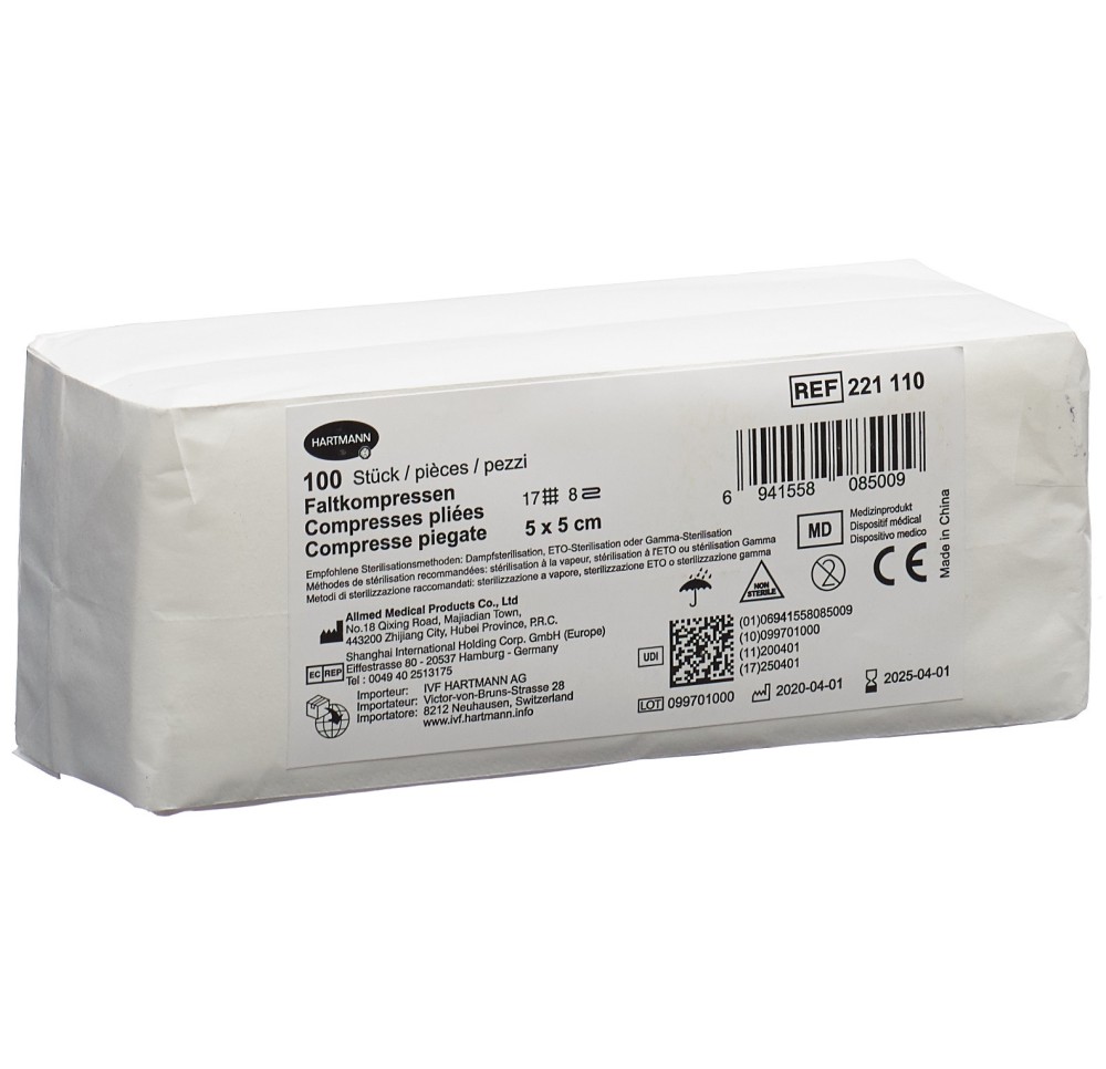 IVF compr pliées T17 5x5cm 8couche 100 pce