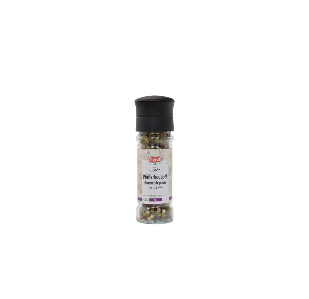 MORGA épice bouquet poivre entiers bio moulin 45 g MORGA épice bouquet poivre entiers bio moulin 45 g