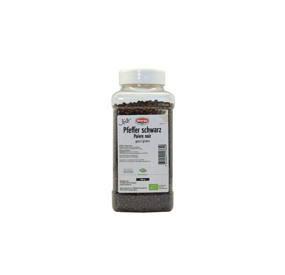 MORGA épice poivre noir entier bio bte 500 g MORGA épice poivre noir entier bio bte 500 g