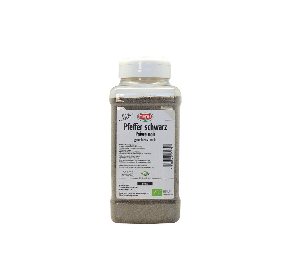 MORGA épice poivre noir moulu bio bte 500 g MORGA épice poivre noir moulu bio bte 500 g