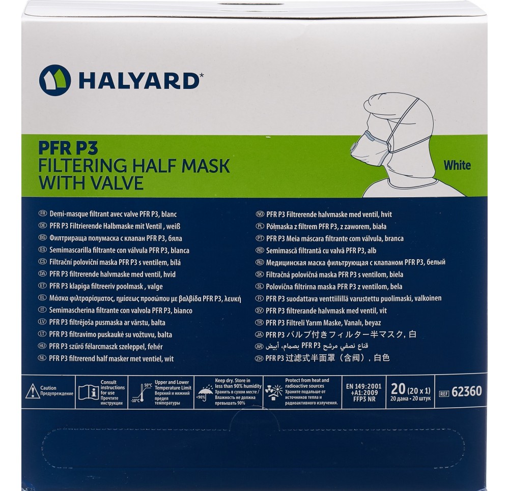 Halyard PFR P3 masque half TBC blanc dist 20 pce