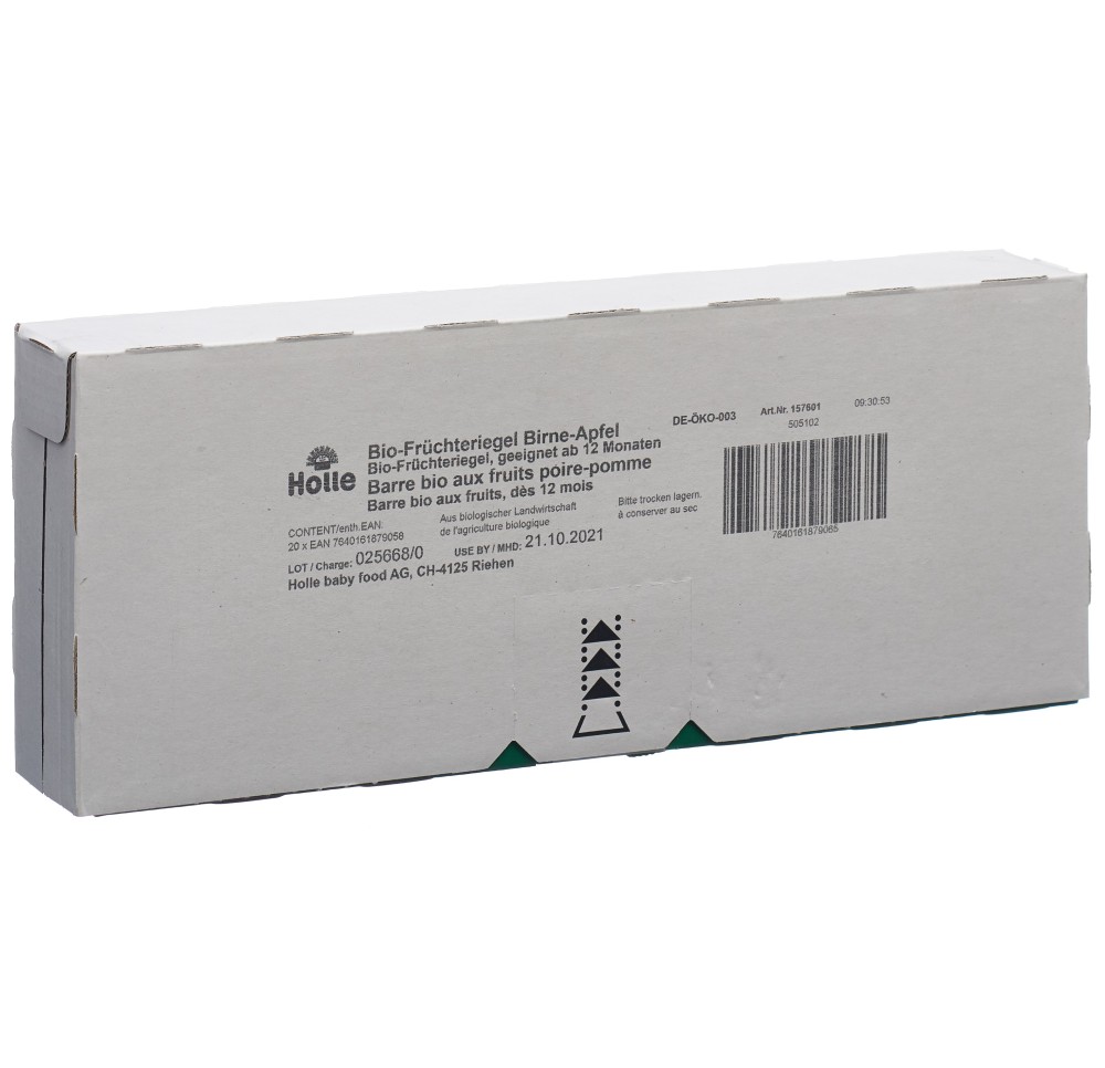 HOLLE barre fruits pomme poire bio 20 x 25 g