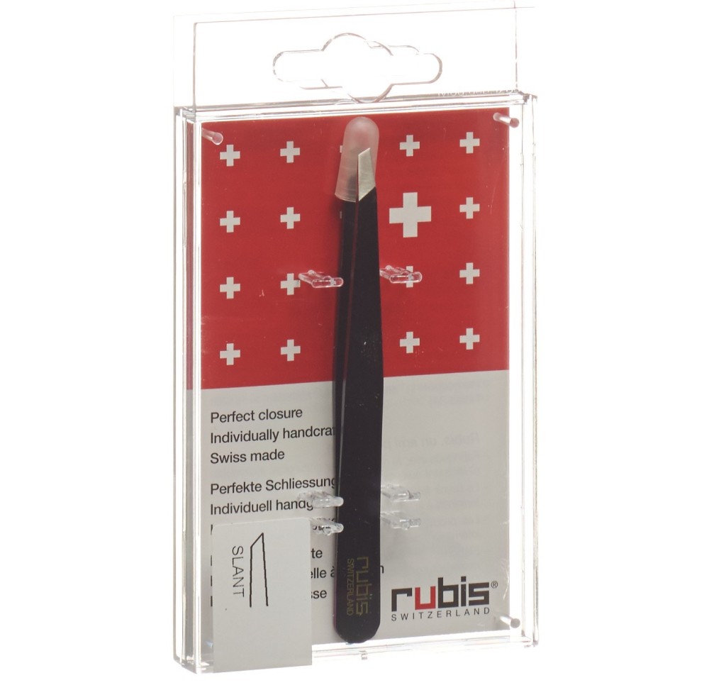 RUBIS pincette biseautée noire inox RUBIS pincette biseautée noire inox