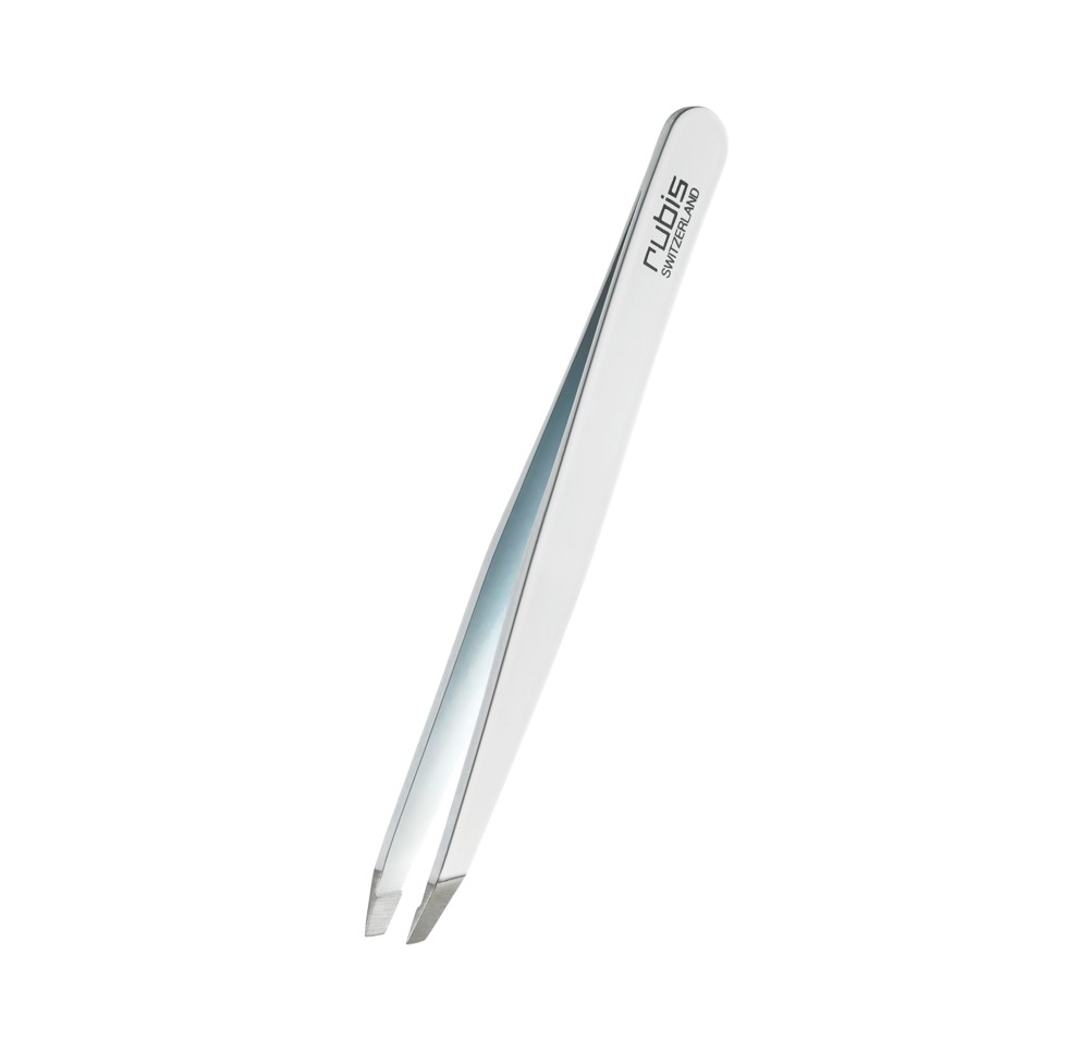 RUBIS pincette biseautée blanche inox RUBIS pincette biseautée blanche inox