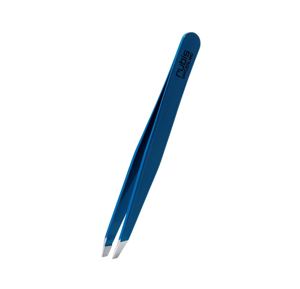 RUBIS pincette biseautée bleue inox RUBIS pincette biseautée bleue inox