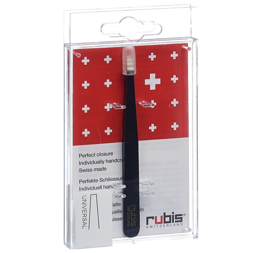 RUBIS pincette droite noire inox