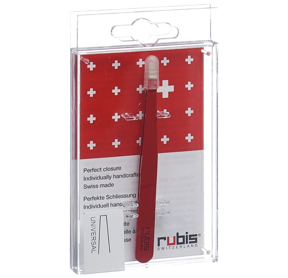 RUBIS pincette droite rouge inox