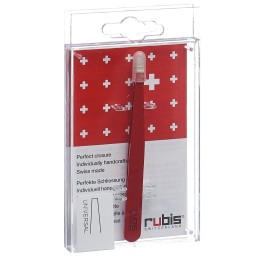 RUBIS pincette droite rouge inox