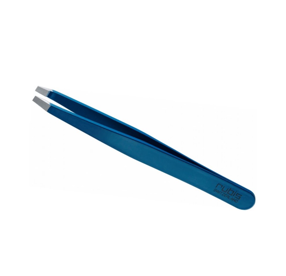 RUBIS pincette droite bleue inox
